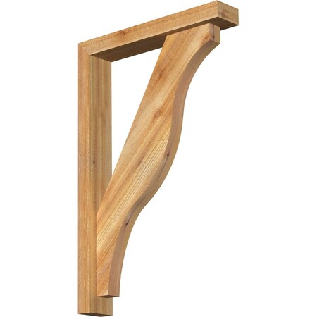 Ekena Millwork Funston Block Rough Sawn Bracket w/ Offset Brace, Western Red Cedar, 4"W x 22"D x 34"H BKT0402X22X34FST05RWR